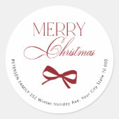 Rode script Kerstmis feestelijke enveloppe verzege Ronde Sticker (Voorkant)