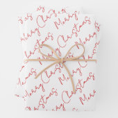 Rode script kerstvakantie inpakpapier vel (In situ)