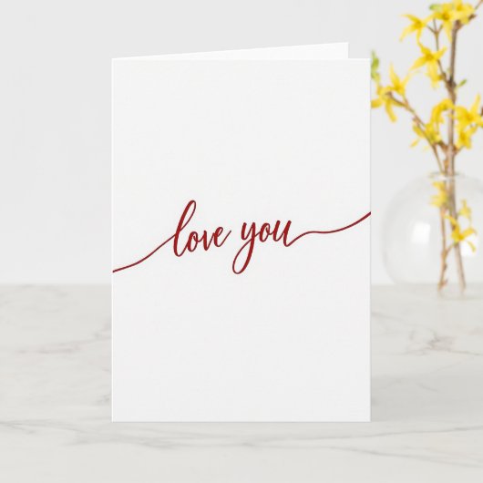 Rode Script Love You Kaart (Gele Bloem)