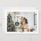 Rode Script minimalistische kerst 2 foto horizonta Feestdagenkaart (Achterkant)