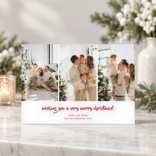 Rode Script Minimalistische Prettig Kerstfeest 4 F Feestdagenkaart
