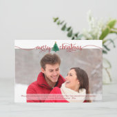 Rode Script Prettig Kerstfeest en Waterverf Boom Feestdagenkaart (Staand voorkant)
