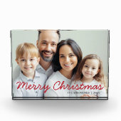 Rode Script Prettig Kerstmis Foto Blok (Voorkant)