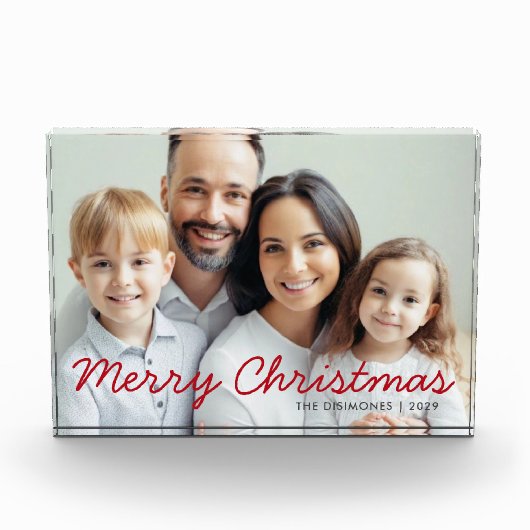 Rode Script Prettig Kerstmis Foto Blok (Voorkant)