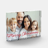 Rode Script Prettig Kerstmis Foto Blok (Links)