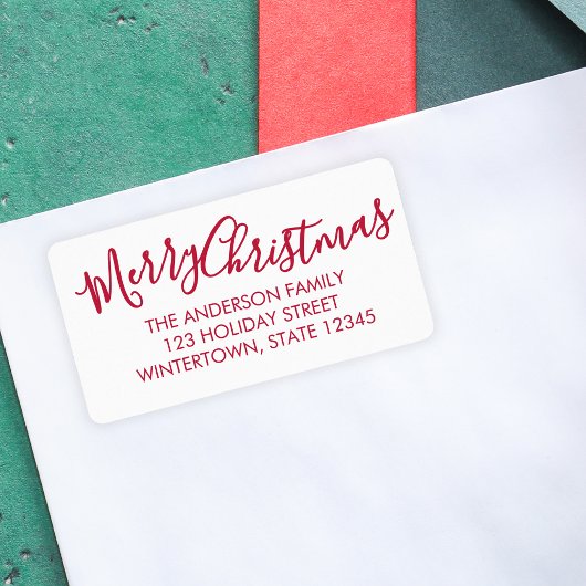 Rode Script Prettig Kerstmis Retouradres Etiket