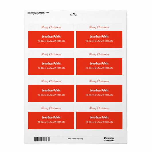 Rode Script Sjabloon Vrolijk Kerstmis Verzending Etiket (Full Sheet)