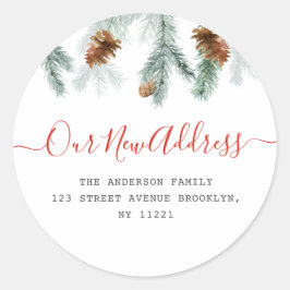 Rode script vakantie bewegende aankondiging ronde sticker