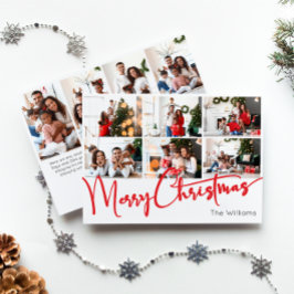 Rode Script Vrolijk Kerstjaar in Review 10 Foto Feestdagenkaart