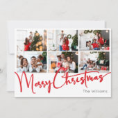 Rode Script Vrolijk Kerstjaar in Review 10 Foto Feestdagenkaart (Voorkant)