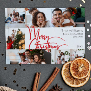 Rode Script Vrolijk Kerstjaar in Review 6 Foto Feestdagenkaart