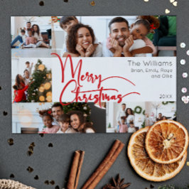 Rode Script Vrolijk Kerstjaar in Review 6 Foto Feestdagenkaart