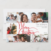 Rode Script Vrolijk Kerstjaar in Review 6 Foto Feestdagenkaart (Voorkant)