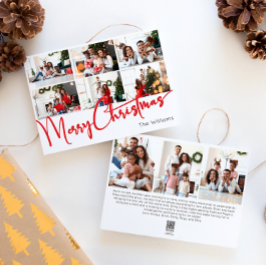 Rode Script Vrolijk Kerstjaar in Review 9 Foto Feestdagenkaart