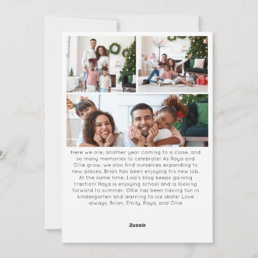 Rode Script Vrolijk Kerstmis Verticale Negen Foto Feestdagenkaart (Achterkant)