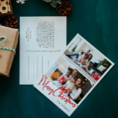 Rode Script Vrolijk Kerstmis Verticale Twee Foto Feestdagenkaart
