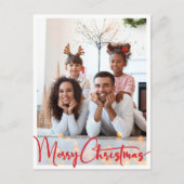 Rode Script Vrolijk Kerstmis Verticale volledige F Feestdagenkaart (Voorkant)