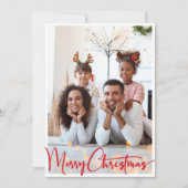 Rode Script Vrolijk Kerstmis Verticale Volledige F Feestdagenkaart (Voorkant)