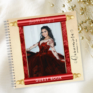 Rode Scroll Foto Budget Quinceañera Gastenboek Notitieboek