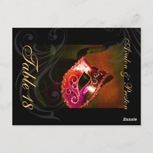 Rode Scroll Masquerade Tabel Plaatskaart Briefkaart (Achterkant)