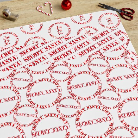 Rode Secret Santa Tekst Inpakpapier Vellen