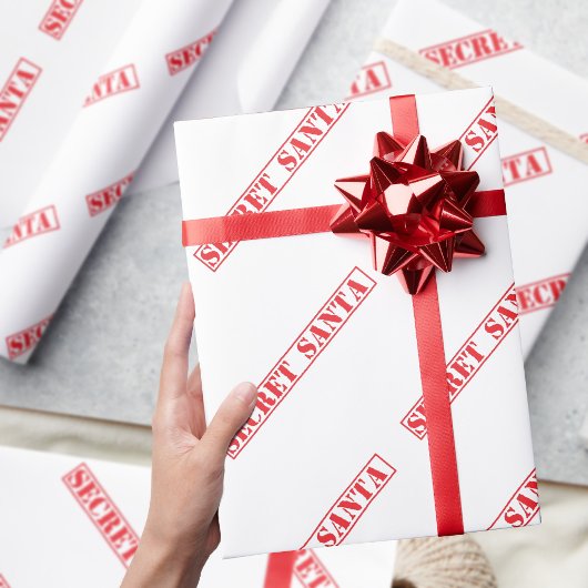 Rode Secret Santa Tekst Kerst Inpakpapier