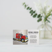 Rode Semi Truck Graphic Blue Collar Driver Visitekaartje (Staand voorkant)