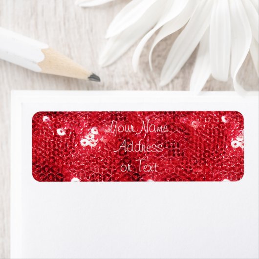 Rode Sequin Afbeelding Achtergrond Etiket (Insitu)