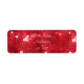 Rode Sequin Afbeelding Achtergrond Etiket (Voorkant)