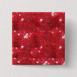 Rode Sequin Afbeelding Achtergrond Vierkante Button 5,1 Cm