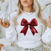 Rode Sequine Kerstboog Trui