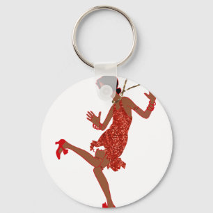 rode sequinzwarte flap sleutelhanger