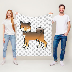Rode Sesam Shiba Inu Cartoonhond en Pootjes Fleece Deken