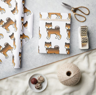 Rode Sesam Shiba Inu Cute Cartoon Hond Patroon Cadeaupapier
