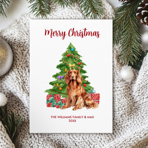 Rode Setter Hond Familie Kerstmis Feestdagenkaart