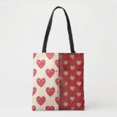 Rode  Shabby Chic Hearts Mix Tote Bag (Voorkant)