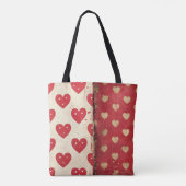 Rode  Shabby Chic Hearts Mix Tote Bag (Achterkant)
