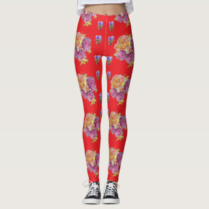 Rode Shabby Chic Rozen Roos Florence Leggings