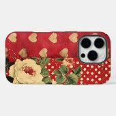 Rode  Shabby Chic Stippen Harten Florals Mix Case-Mate iPhone Case (Achterkant (horizontaal))