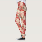 Rode Shabby Chic Stippen Harten Florals Mix Leggings (Links)