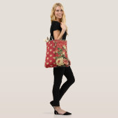 Rode Shabby Chic Stippen Harten Florals Mix Tote Bag (Op model)
