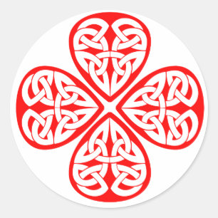 Rode Shamrock Keltische knoop Ronde Sticker