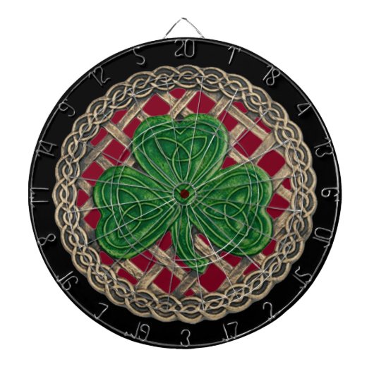 Rode Shamrock op Keltische Knots Dart Board Dartbord (Voorkant)