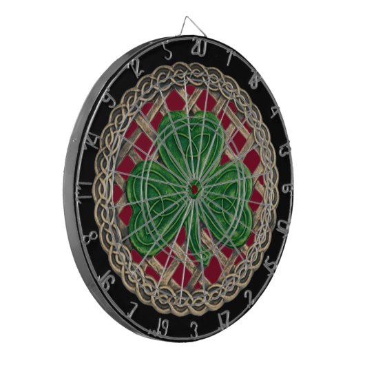 Rode Shamrock op Keltische Knots Dart Board Dartbord (Voorkant Links)