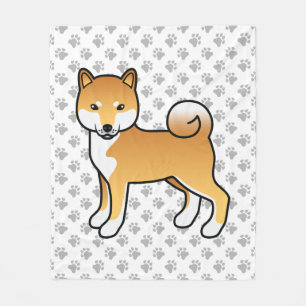 Rode Shiba Inu Schattige Cartoon Hond En Pootjes Fleece Deken