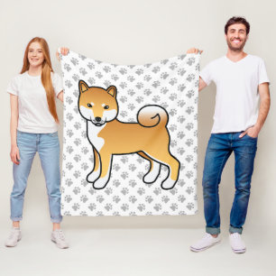 Rode Shiba Inu Schattige Cartoon Hond En Pootjes Fleece Deken