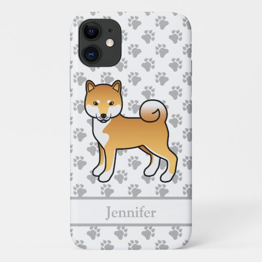 Rode Shiba Inu Schattige Cartoon Hond & Naam Case-Mate iPhone Case (Achterkant)