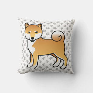 Rode Shiba Inu Schattige Cartoon Hond & Pootjes Kussen