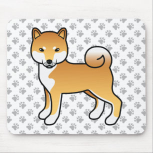 Rode Shiba Inu Schattige Cartoon Hond & Pootjes Muismat