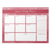 Rode Shimmer Aangepaste weekplanning en lijst uitv Notitieblok (Voorkant)